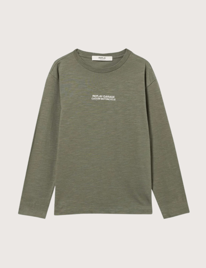 REPLAY T-Shirt Manches Longues Enfant Kaki Militaire C00H