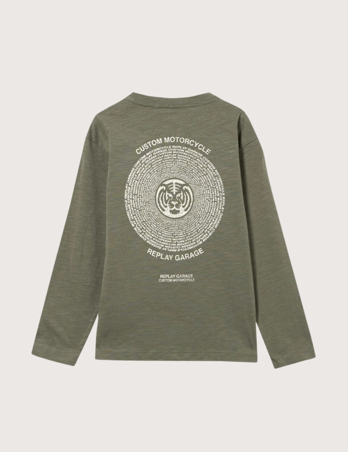 REPLAY T-Shirt Manches Longues Enfant Kaki Militaire C00H - 2