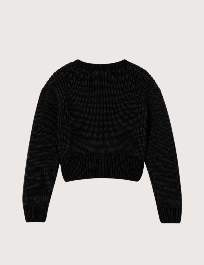 REPLAY Pull en Maille Cropped Enfant Noir C098 - 2