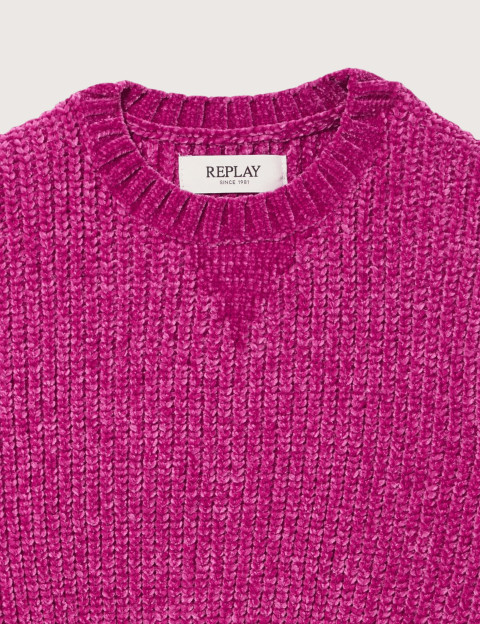 REPLAY Pull en Maille Cropped Enfant Rose C0B5 - 3