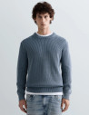 REPLAY Pull Homme en Maille Marine C07W