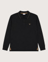HBT BASICS PIQUE | ROCK Polo Bi-color Manches Longues Homme Noir