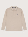 HBT BASICS PIQUE | ROCK Polo Bi-color Manches Longues Homme Beige