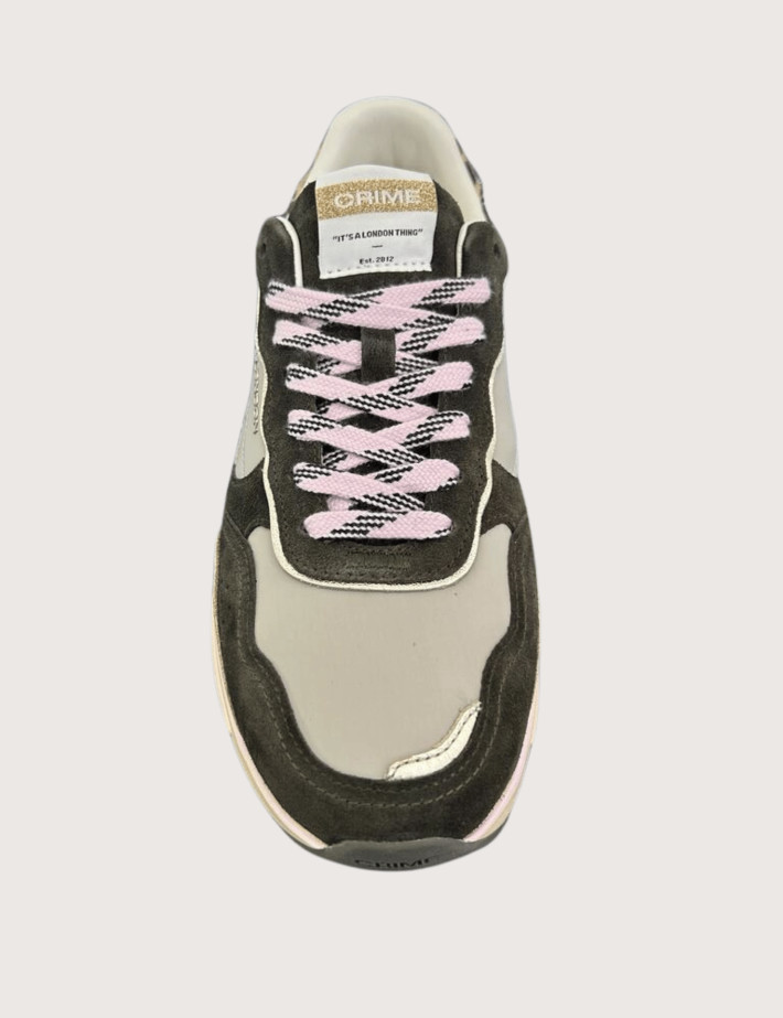Crime London Baskets Femme Akira Gris Kaki - 2
