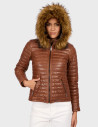 OAKWOOD Doudoune en Cuir Femme Fourrure Mandy Camel