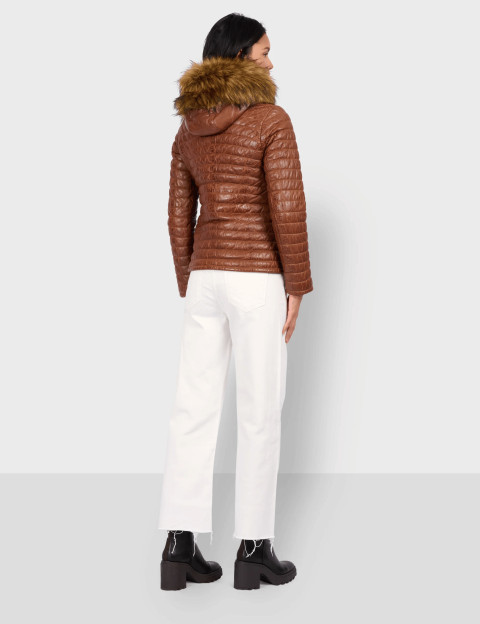 OAKWOOD Doudoune en Cuir Femme Fourrure Mandy Camel - 5