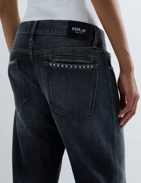 REPLAY Jean Femme Coupe Relaxed Boy Aubry Gris C097 - 5