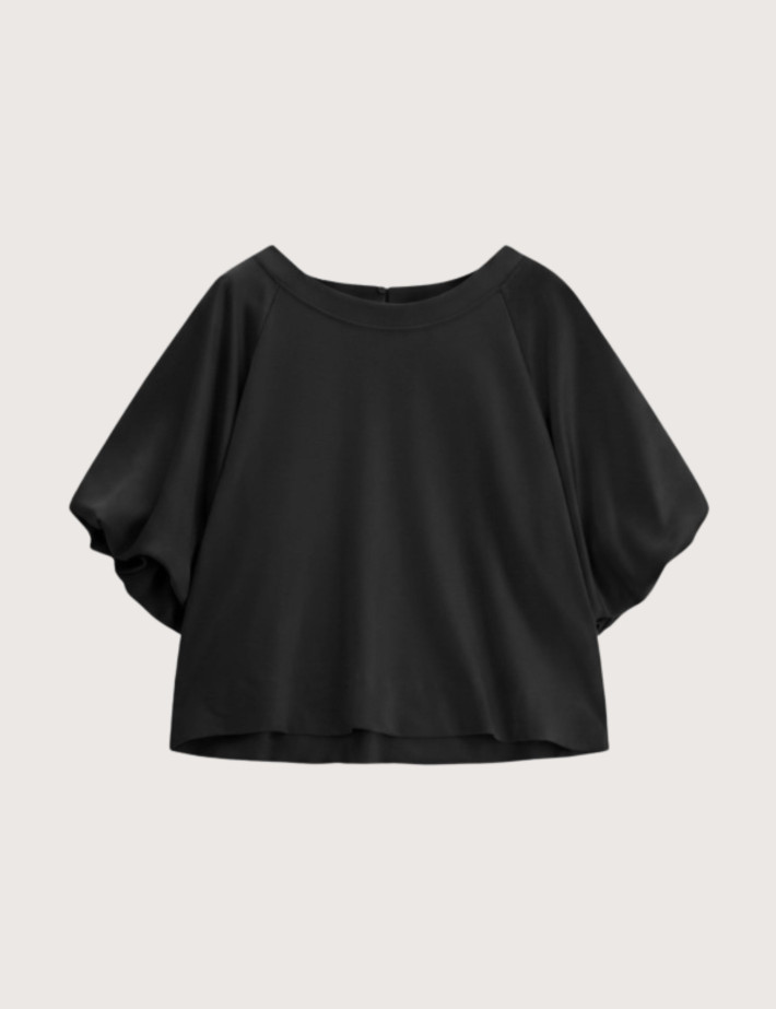 IMPERIAL Sweat Femme Manches Ballon Satin Noir