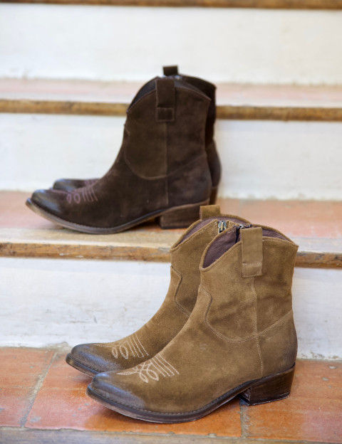 History541 Bottines Santiags Basses Camoscio IK2/26L Marron - 4
