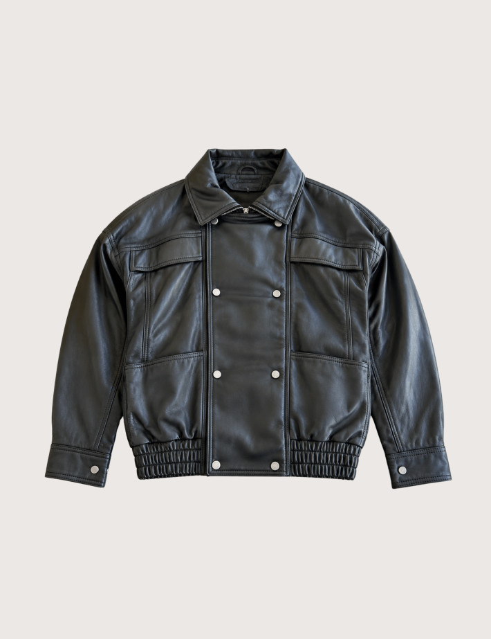 OAKWOOD Veste Femme en Cuir Misoka Noir