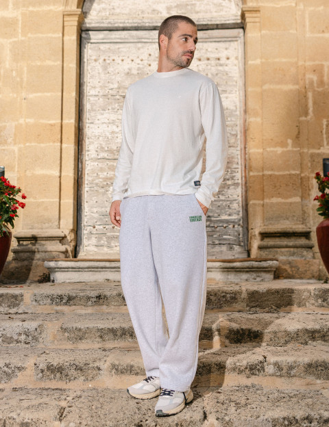 American Vintage Bas de Jogging Droit Homme Baptown Gris Chiné - 6