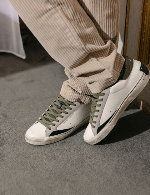 Crime London Baskets Basses Homme Distressed Blanc Kaki - 9