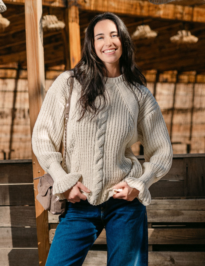 REPLAY Pull Femme en Maille Oversize Ecru C05Z - 3
