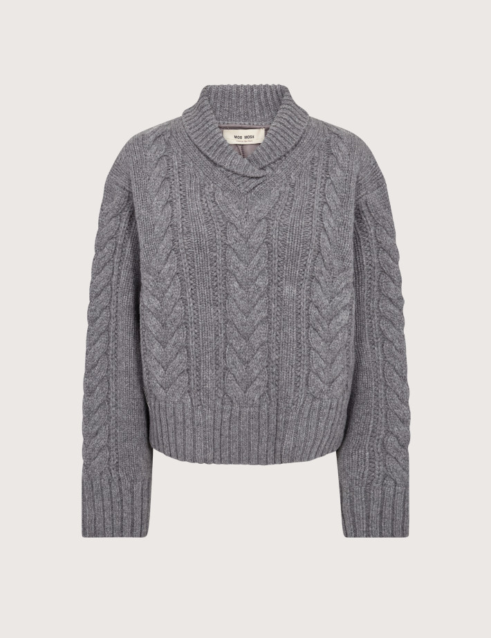 MOS MOSH Pull Femme Torsadé Godinaz Gris