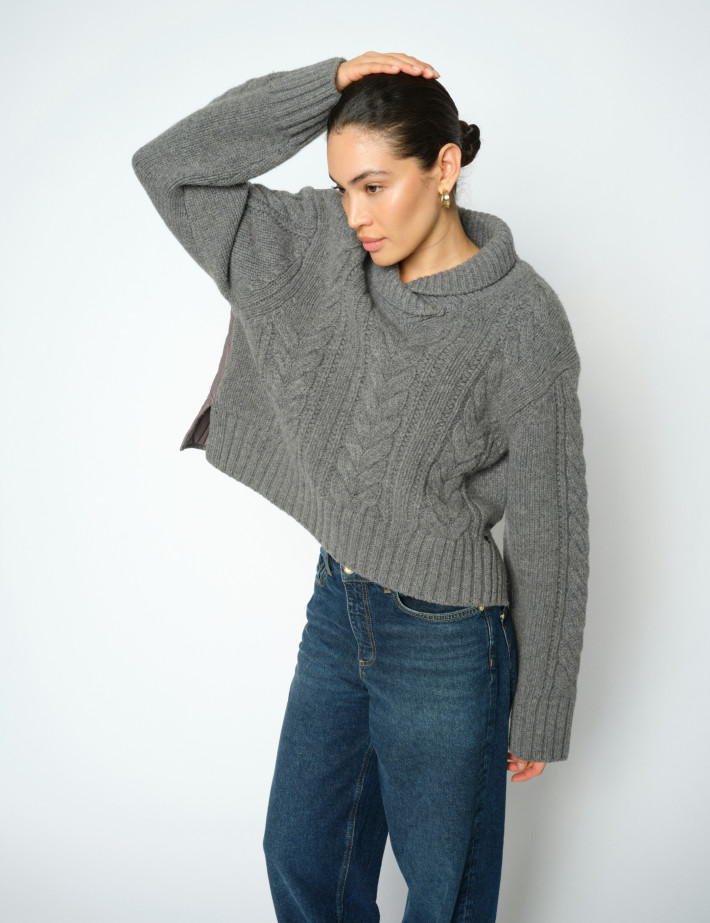 MOS MOSH Pull Femme Torsadé Godinaz Gris - 2