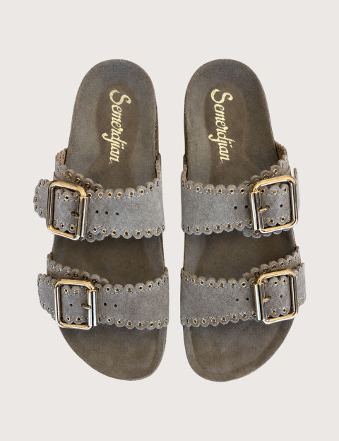 SEMERDJIAN Mules Femme Doubles Brides Arianna Daim Gris - 3