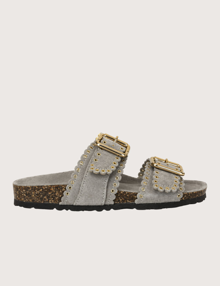 SEMERDJIAN Mules Femme Doubles Brides Arianna Daim Gris
