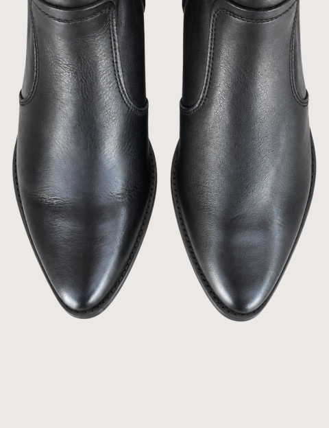PORRONET Bottines Santiags Femme Basses en Cuir Noir - 2