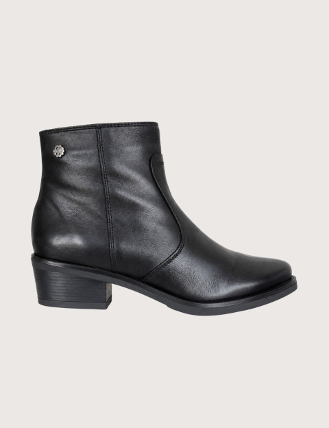 PORRONET Bottines Santiags Femme Basses en Cuir Noir
