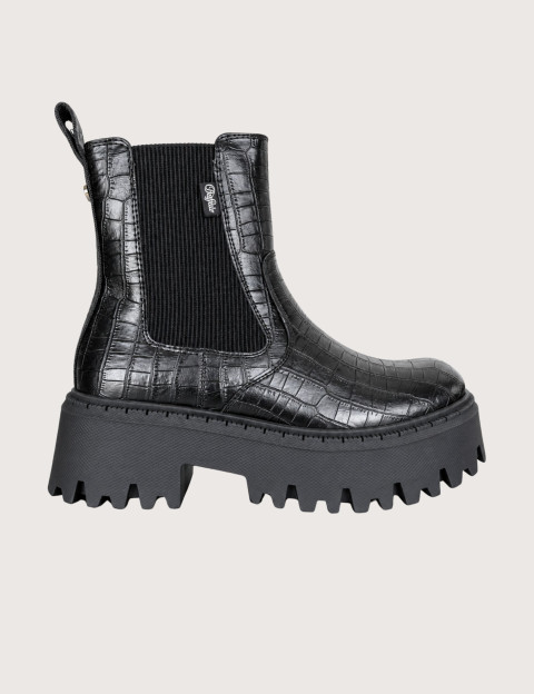 BUFFALO Bottines Femme Chelsea Aspen Noir Croco