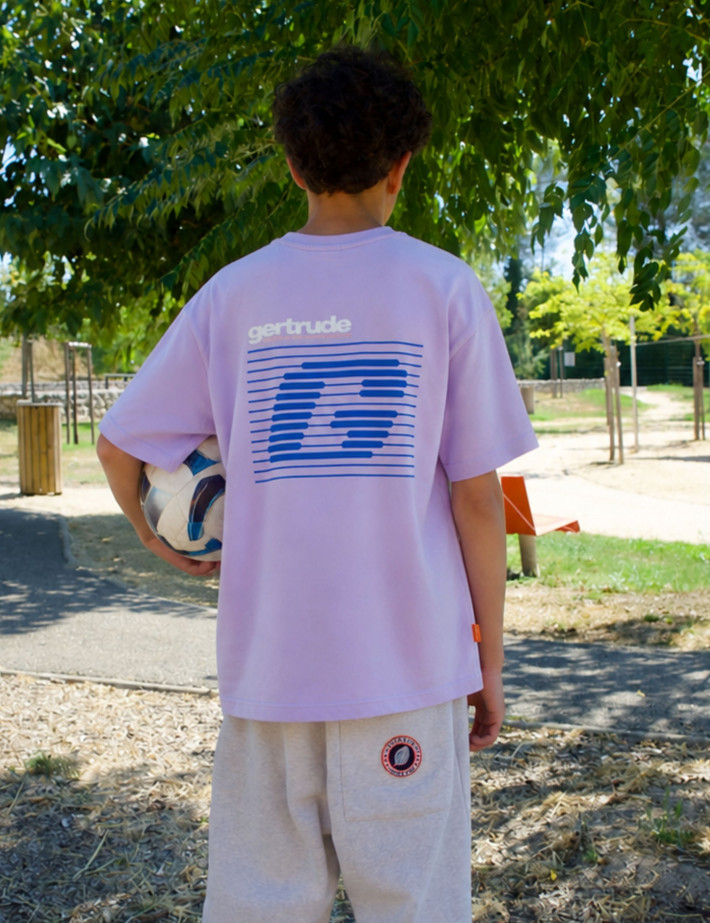 GERTRUDE T-Shirt Enfant Manches Courtes Little Leon Stripes Lilas - 3