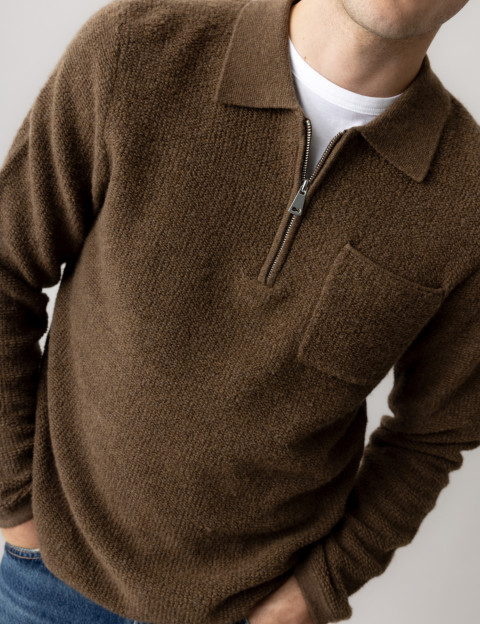 MOS MOSH Polo Homme Manches Longues Ryan Marron - 2