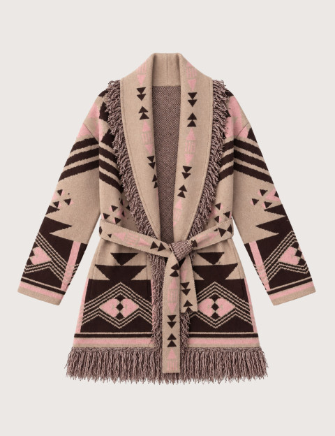 Orlinn Gilet Femme Manches Longues en Maille 389 Beige