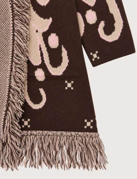 Orlinn Gilet Femme Manches Longues en Maille 395 Marron - 2