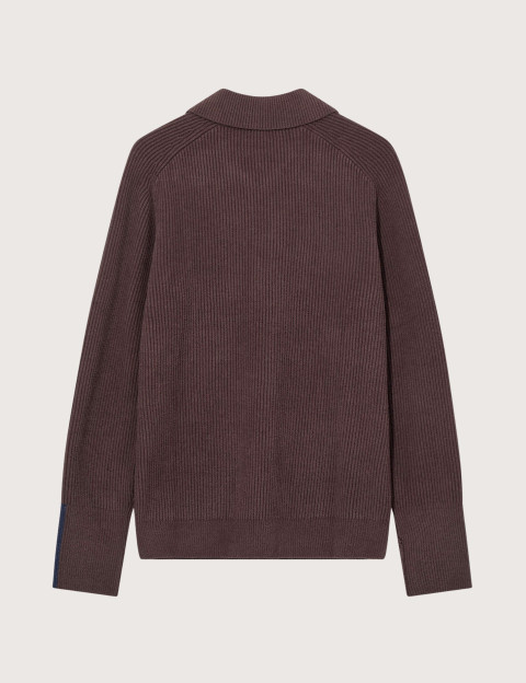 MOS MOSH Pull Homme à Zip Porter Marron - 3