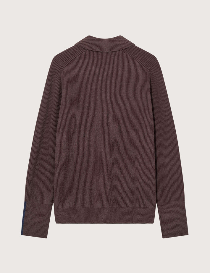 MOS MOSH Pull Homme à Zip Porter Marron - 3