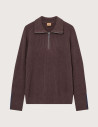 MOS MOSH Pull Homme à Zip Porter Marron