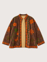 Mamouchka Veste Femme Sali en Velours Brodée à Motifs Floraux Marron