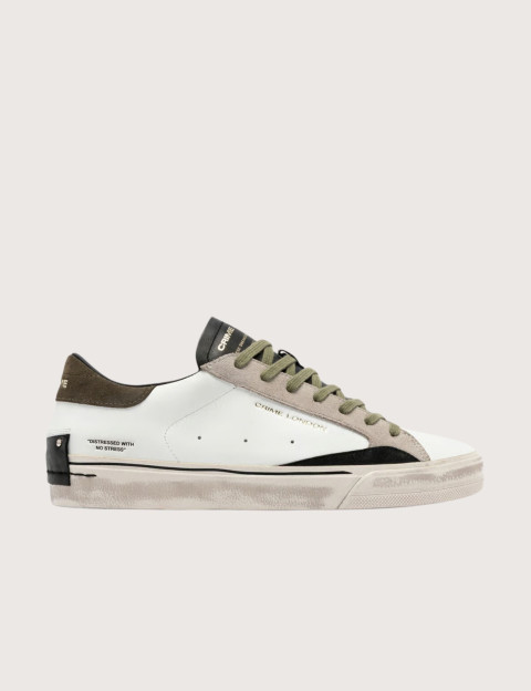 Crime London Baskets Basses Homme Distressed Blanc Kaki