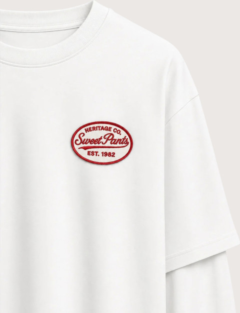 SWEET PANTS T-Shirt Double Manches Longues Unisex Heritage Blanc Blanc - 4