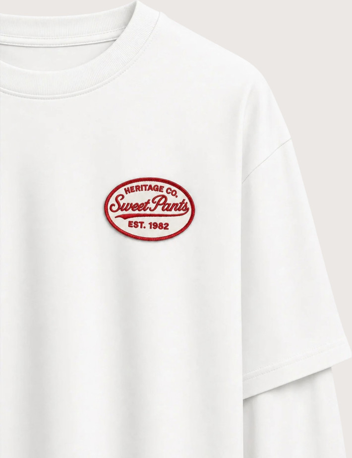 SWEET PANTS T-Shirt Double Manches Longues Unisex Heritage Blanc Blanc - 4