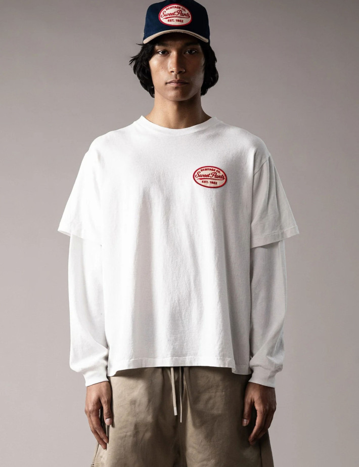 SWEET PANTS T-Shirt Double Manches Longues Unisex Heritage Blanc Blanc - 6