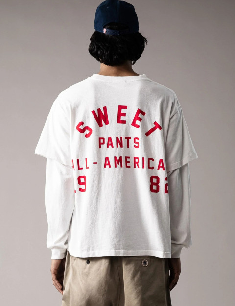 SWEET PANTS T-Shirt Double Manches Longues Unisex Heritage Blanc Blanc - 2