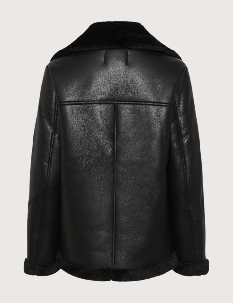 PIECES Blouson Femme Effet Cuir Aviateur Nora Noir - 3