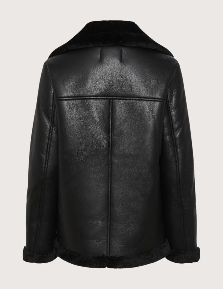 PIECES Blouson Femme Effet Cuir Aviateur Nora Noir - 3