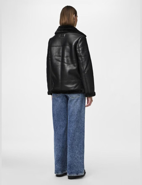 PIECES Blouson Femme Effet Cuir Aviateur Nora Noir - 5
