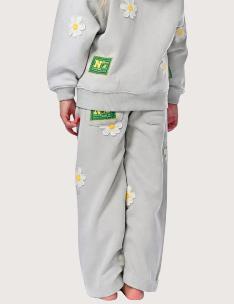 Natif Pantalon Enfant Heritage Motifs Fleurs Gris - 2