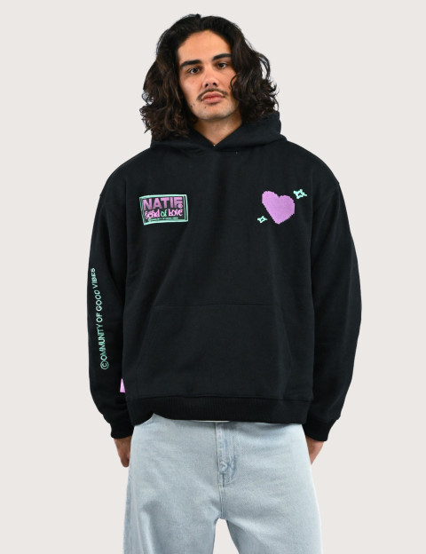Natif Sweat Capuche Unisexe Send Of Love Noir