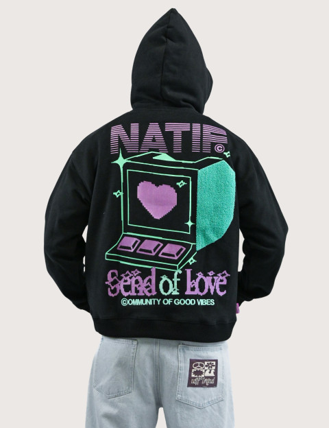 Natif Sweat Capuche Unisexe Send Of Love Noir - 2