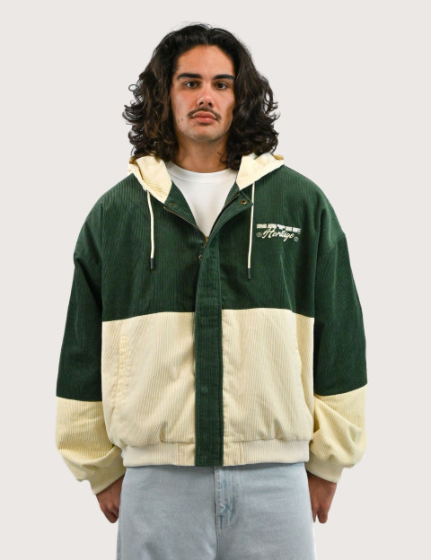 Natif Veste Unisexe Corduroy Heritage en Velours Côtelé Crème Vert