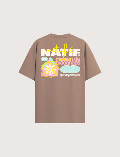 Natif T-Shirt Enfant Manches Courtes Maison de Vacances Marron - 3