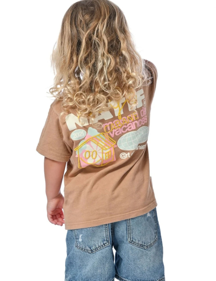 Natif T-Shirt Enfant Manches Courtes Maison de Vacances Marron - 5