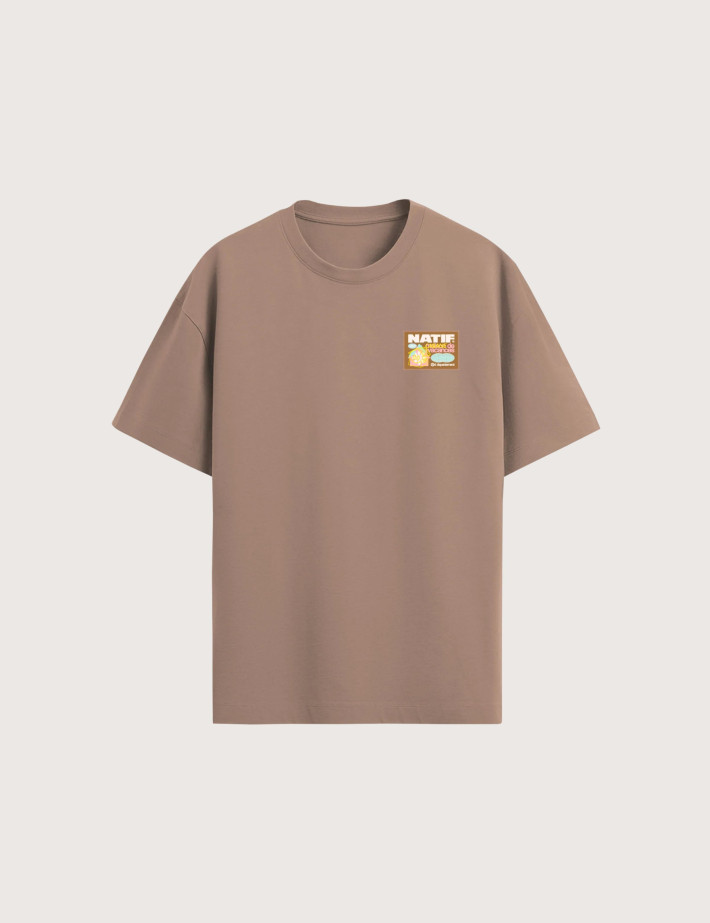 Natif T-Shirt Enfant Manches Courtes Maison de Vacances Marron