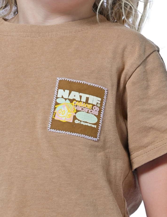 Natif T-Shirt Enfant Manches Courtes Maison de Vacances Marron - 2