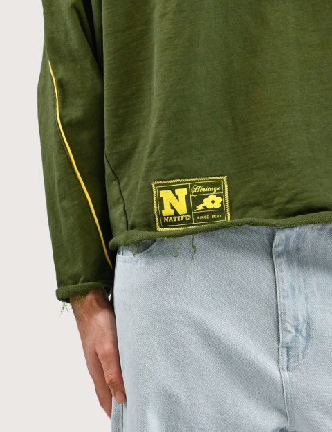 Natif Sweat Unisexe Manches Longues Flare collar Heritage Kaki - 3
