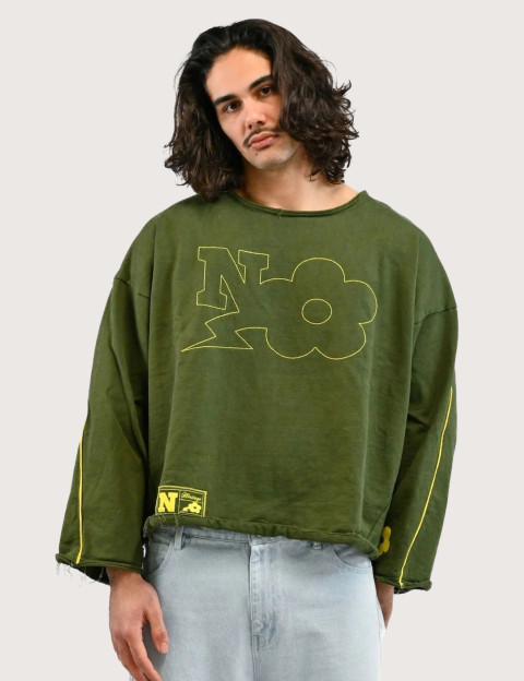 Natif Sweat Unisexe Manches Longues Flare collar Heritage Kaki